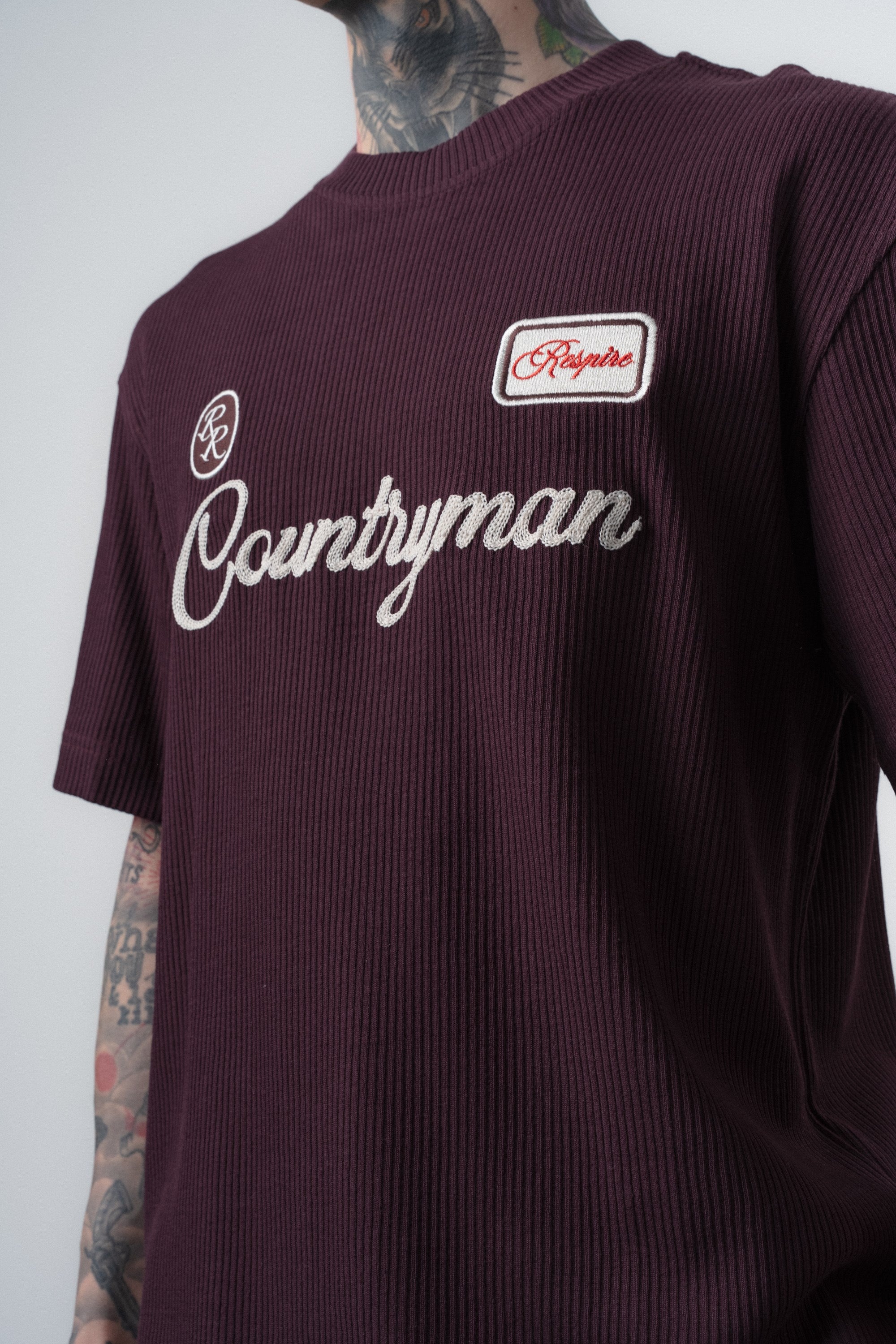 Erkek Countryman Nakışlı Regular Fit T-Shirt Şort Takım Bordo