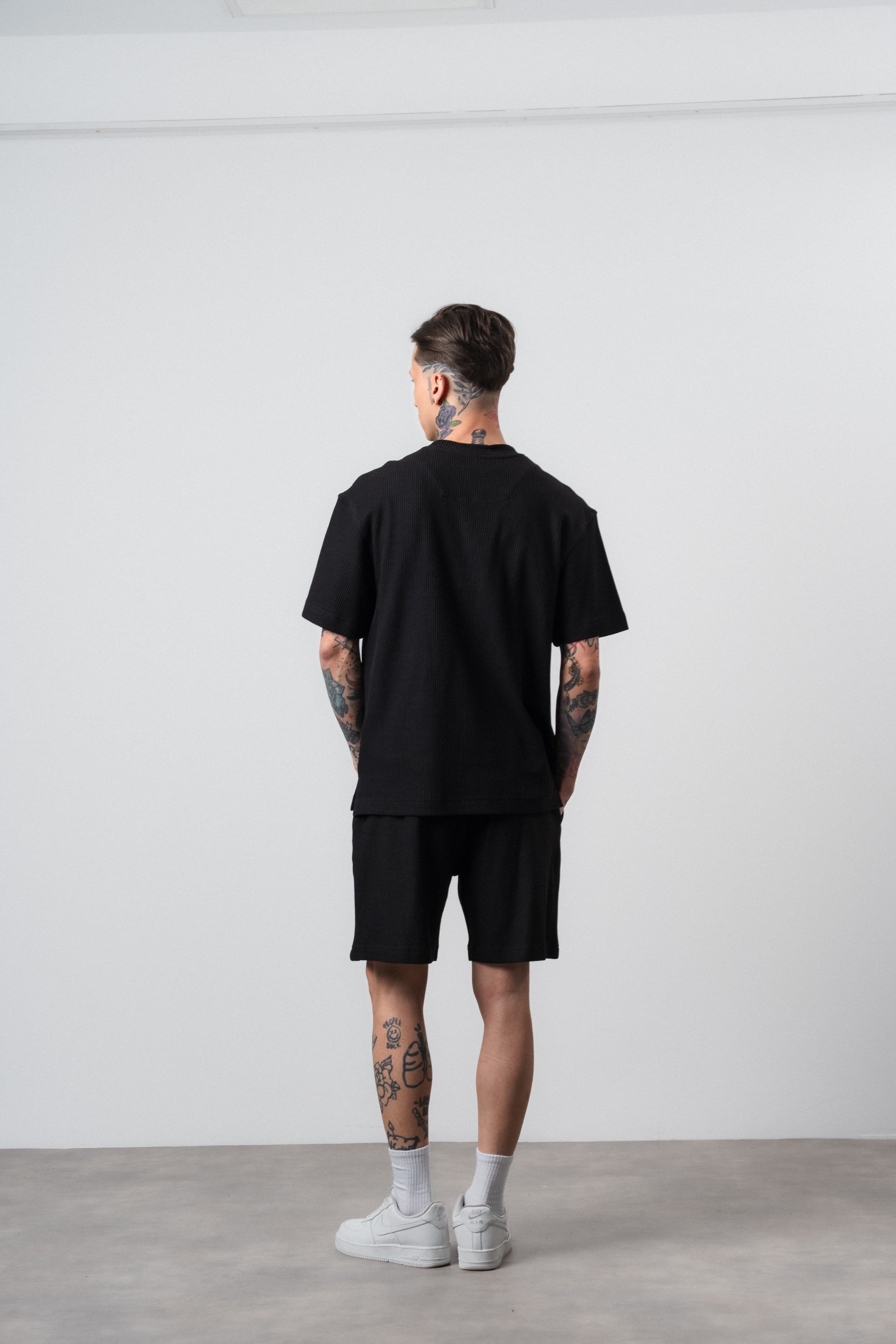 Erkek Countryman Nakışlı Regular Fit T-Shirt Şort Takım Siyah