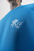 Erkek Empire Of Res Nakışlı Oversize Sweatshirt Mavi