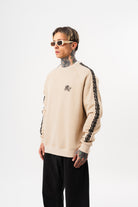 Erkek Empire Of Res Nakışlı Oversize Sweatshirt Bej