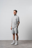 Erkek Far From Basic Baskılı Regular Fit T-Shirt Şort Takım Gri