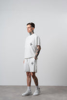 Erkek Far From Basic Baskılı Regular Fit T-Shirt Şort Takım Ekru
