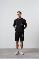 Erkek Far From Basic Baskılı Regular Fit T-Shirt Şort Takım Siyah
