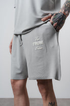 Erkek Far From Basic Baskılı Regular Fit T-Shirt Şort Takım Gri