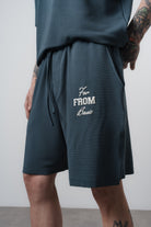 Erkek Far From Basic Baskılı Regular Fit T-Shirt Şort Takım Petrol