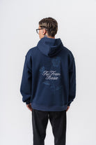 Erkek Far From Basic Nakışlı Kapüşonlu Oversize Hoodie Lacivert