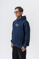 Erkek Far From Basic Nakışlı Kapüşonlu Oversize Hoodie Lacivert