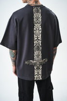 Erkek Feel Nakış Detaylı Oversize T-Shirt Füme