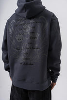 Erkek Garden Baskılı Kapüşonlu Oversize Hoodie Füme