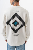 Erkek Memory Baskılı Bisiklet Yaka Oversize Sweatshirt Ekru
