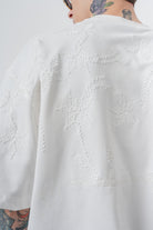 Erkek Minimalism Series Nakışlı Oversized T-Shirt Beyaz