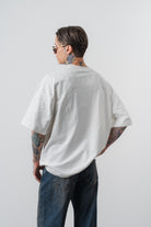 Erkek Minimalism Series Nakışlı Oversized T-Shirt Beyaz