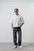 Erkek Minimalism Series Nakışlı Oversized T-Shirt Beyaz