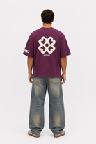 Erkek Nakış Detaylı Oversize T-Shirt Vişne
