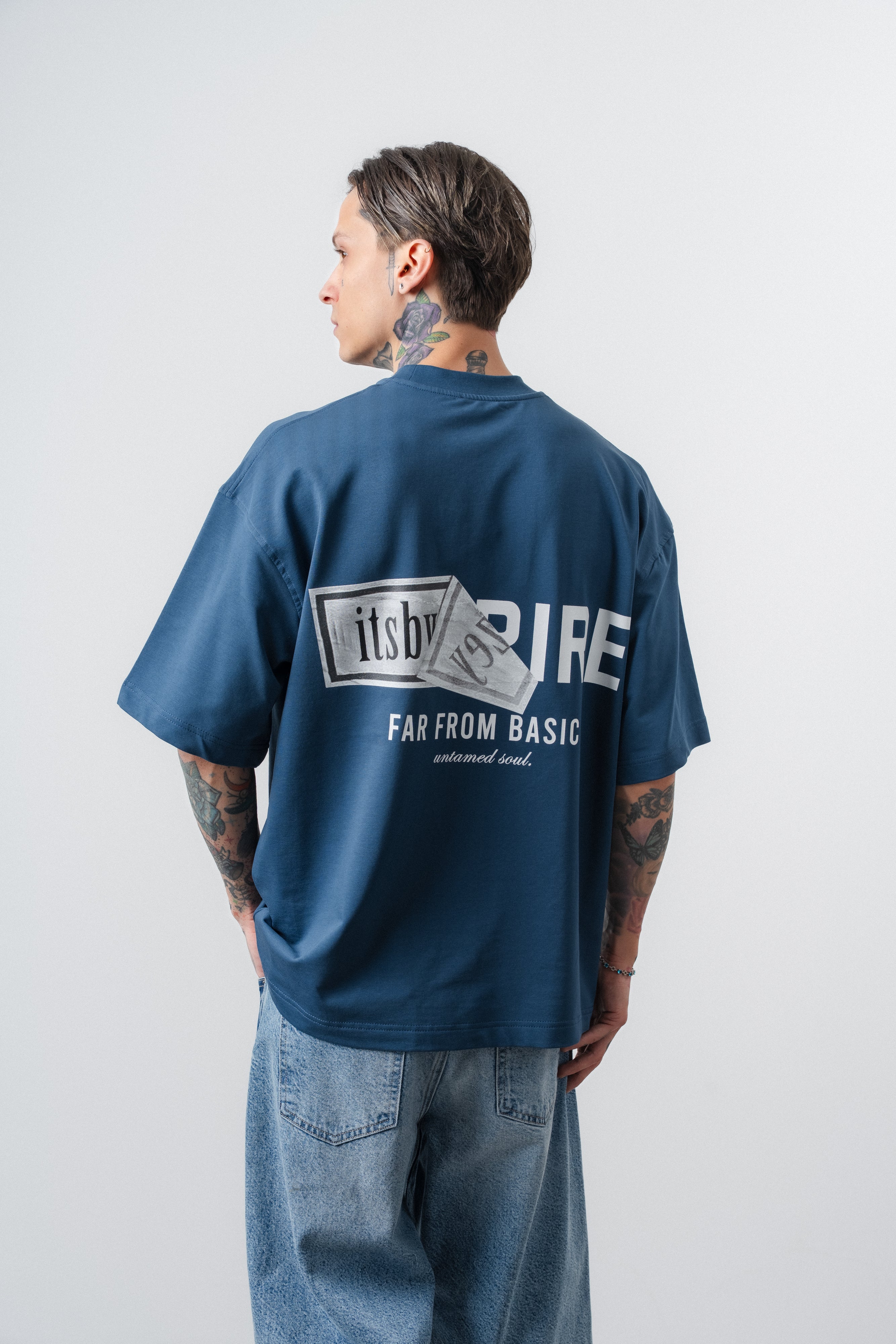 Erkek Respire X Itsbyzey Baskılı Oversize T-Shirt Lacivert