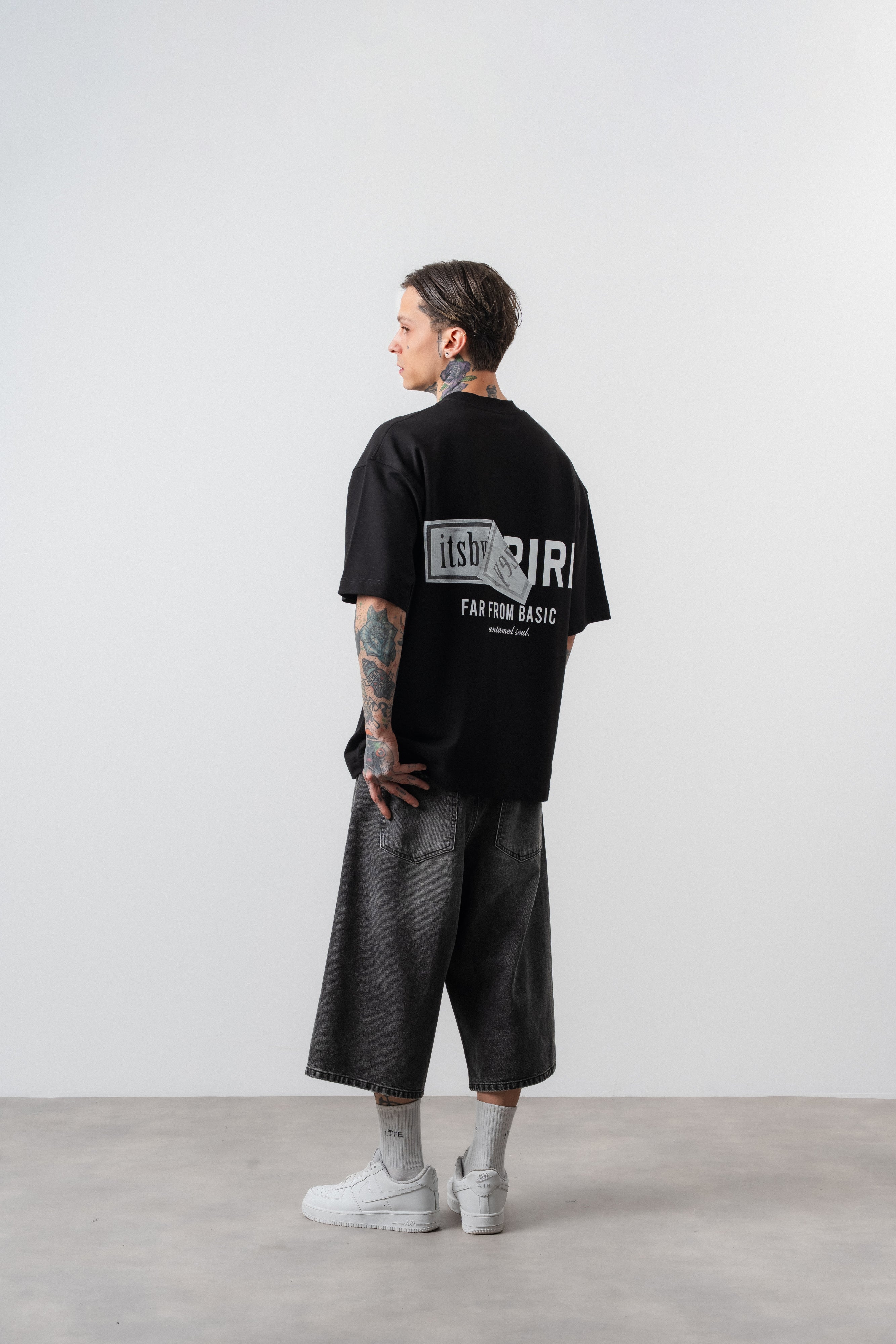 Erkek Respire X Itsbyzey Baskılı Oversize T-Shirt Siyah