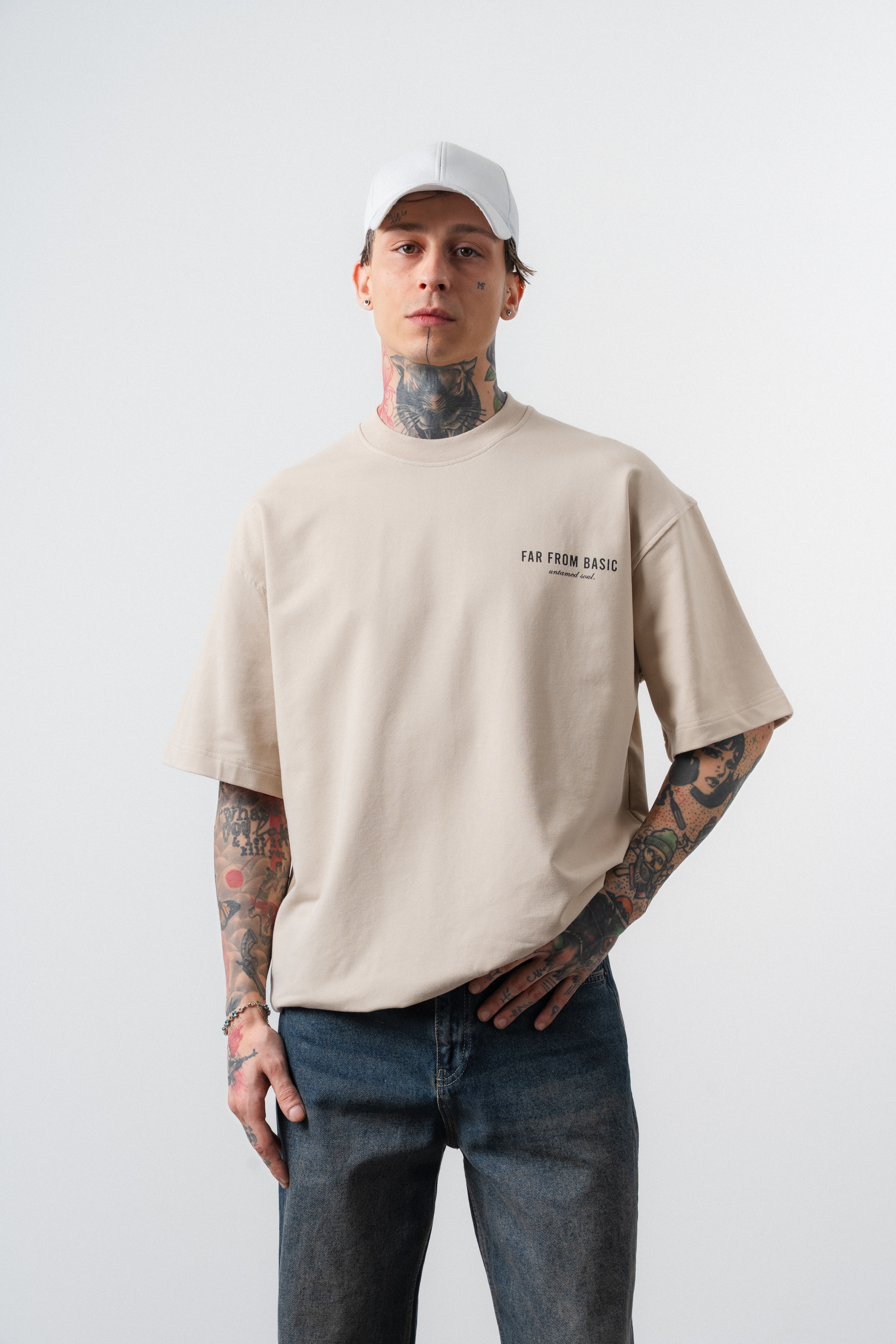 Erkek Respire X Itsbyzey Baskılı Oversize T-Shirt Bej