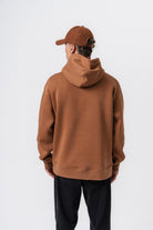 Erkek Respire Yazı Detaylı Kapüşonlu Basic Oversize Hoodie Kahve