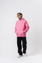 Erkek Respire Yazı Detaylı Kapüşonlu Basic Oversize Hoodie Pembe