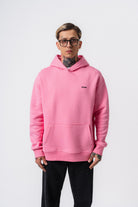 Erkek Respire Yazı Detaylı Kapüşonlu Basic Oversize Hoodie Pembe