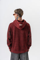Erkek Root Deep Baskılı Yıkamalı Kapüşonlu Oversize Hoodie Bordo