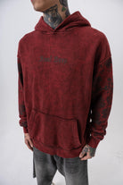Erkek Root Deep Baskılı Yıkamalı Kapüşonlu Oversize Hoodie Bordo