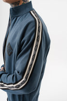 Erkek Şerit Detaylı Dik Yaka Doubleface Zip Oversize Sweatshirt Petrol