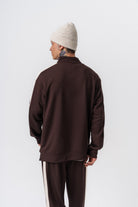 Erkek Şerit Detaylı Yarım Fermuarlı Modal Sweatshirt Kahve