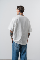 Erkek Spiral Nakış Detaylı Oversize T-Shirt Ekru