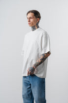 Erkek Spiral Nakış Detaylı Oversize T-Shirt Ekru