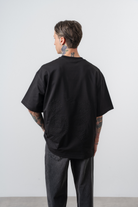 Erkek Spiral Nakış Detaylı Oversize T-Shirt Siyah
