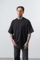 Erkek Spiral Nakış Detaylı Oversize T-Shirt Siyah