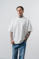 Erkek Spiral Nakış Detaylı Oversize T-Shirt Ekru