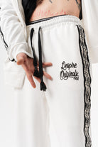 Erkek Splash Şerit Detaylı Doubleface Baggy Eşofman Altı Ekru