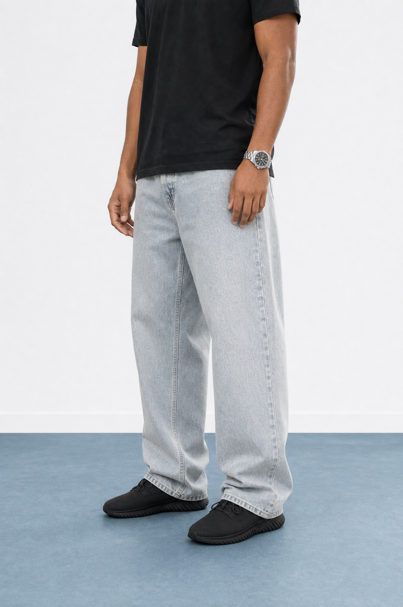 Erkek Washed Baggy Pantolon Buz Mavi