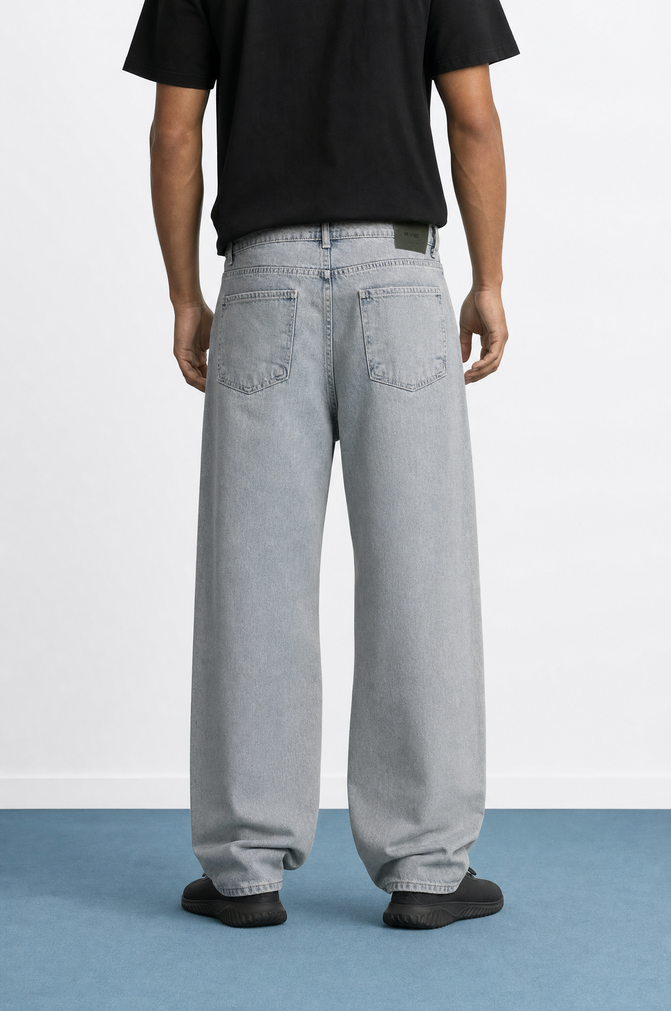 Erkek Washed Baggy Pantolon Buz Mavi