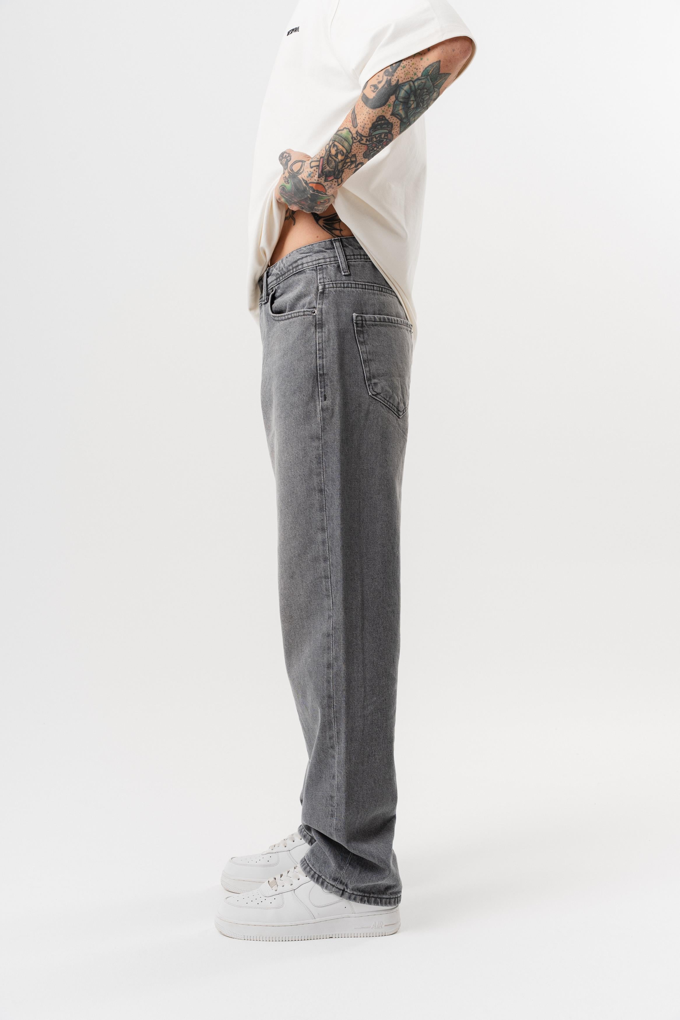 Erkek Washed Baggy Pantolon Koyu Gri
