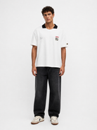 Erkek Yaka Detaylı Oversize T-Shirt Ekru