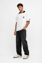Erkek Yaka Detaylı Oversize T-Shirt Ekru