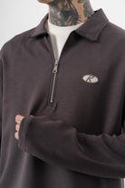 Erkek Yarım Fermuarlı Modal Sweatshirt Füme