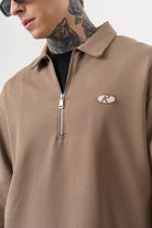 Erkek Yarım Fermuarlı Modal Sweatshirt Vizon