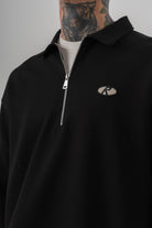 Erkek Yarım Fermuarlı Modal Sweatshirt Siyah