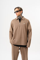 Erkek Yarım Fermuarlı Modal Sweatshirt Vizon
