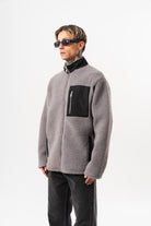 Erkek Zip Oversize Teddy Ceket Gri