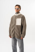 Erkek Zip Oversize Teddy Ceket Koyu Yeşil