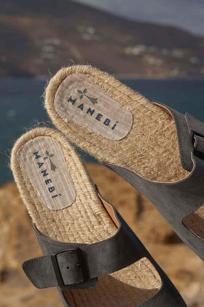 Manebi | Hamptons Nordic Sandals Carbon Grey 1 | Milagron