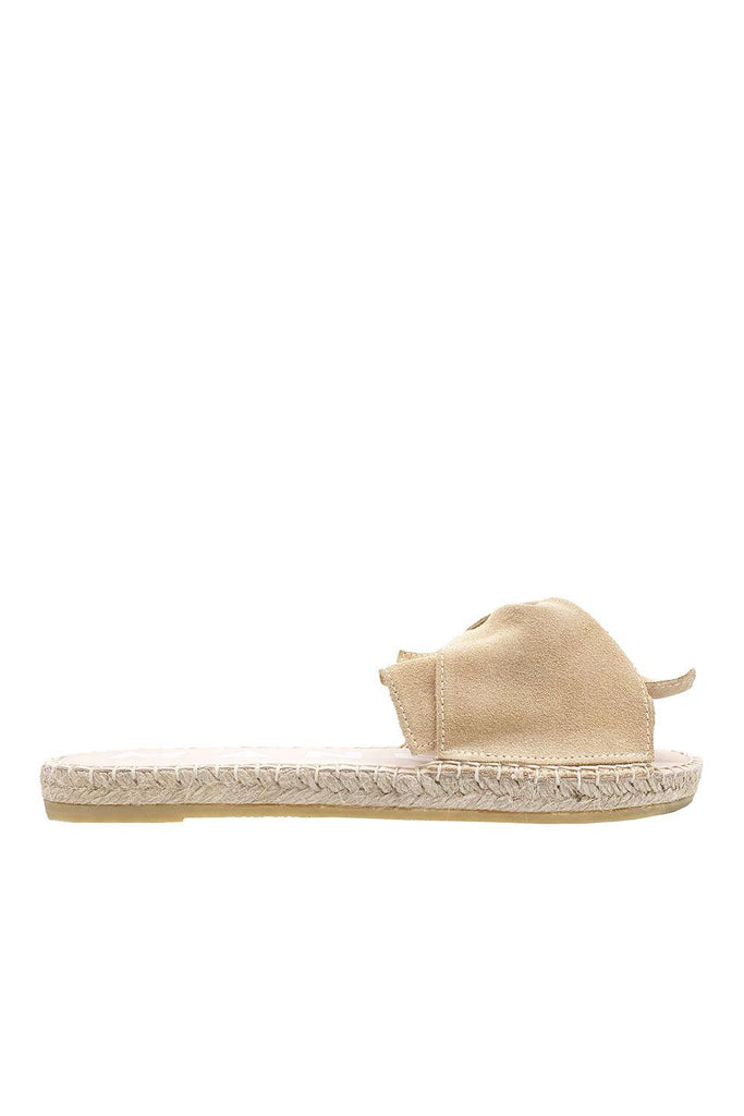 Manebi | Hamptons Sandals with Bow Champagne Beige | Milagron
