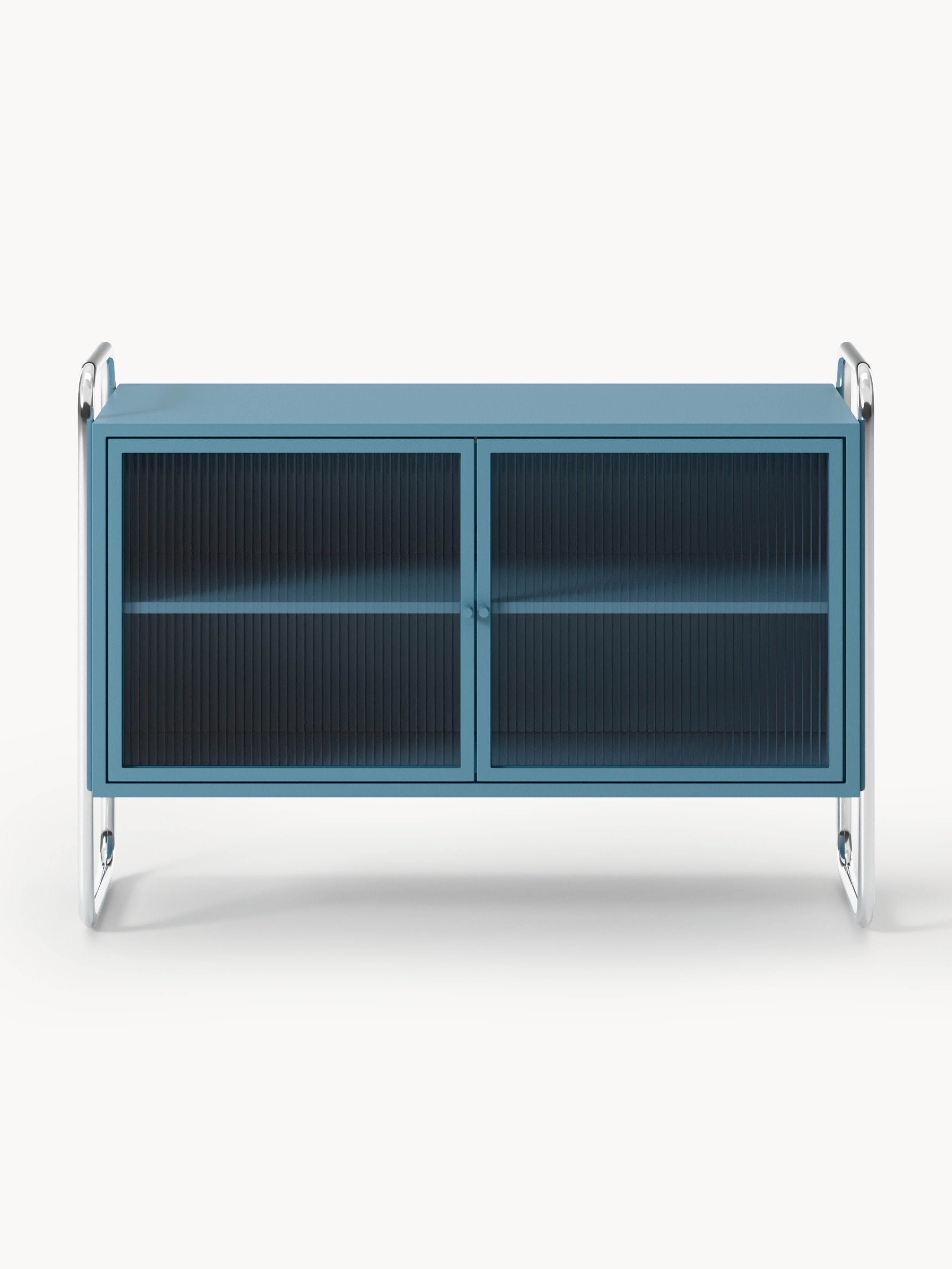 Velotti Metal Camlı Şifonyer Mavi