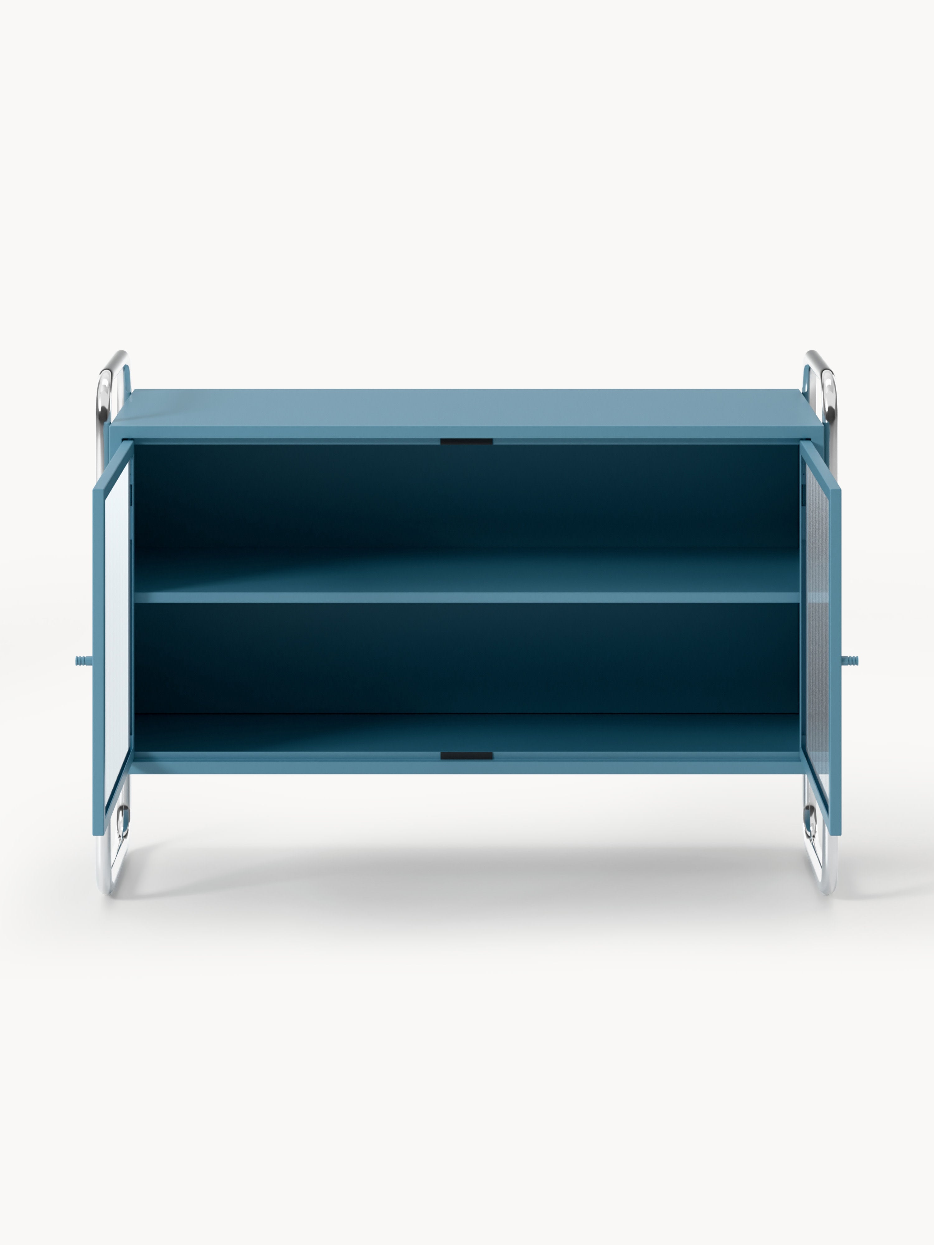 Velotti Metal Camlı Şifonyer Mavi