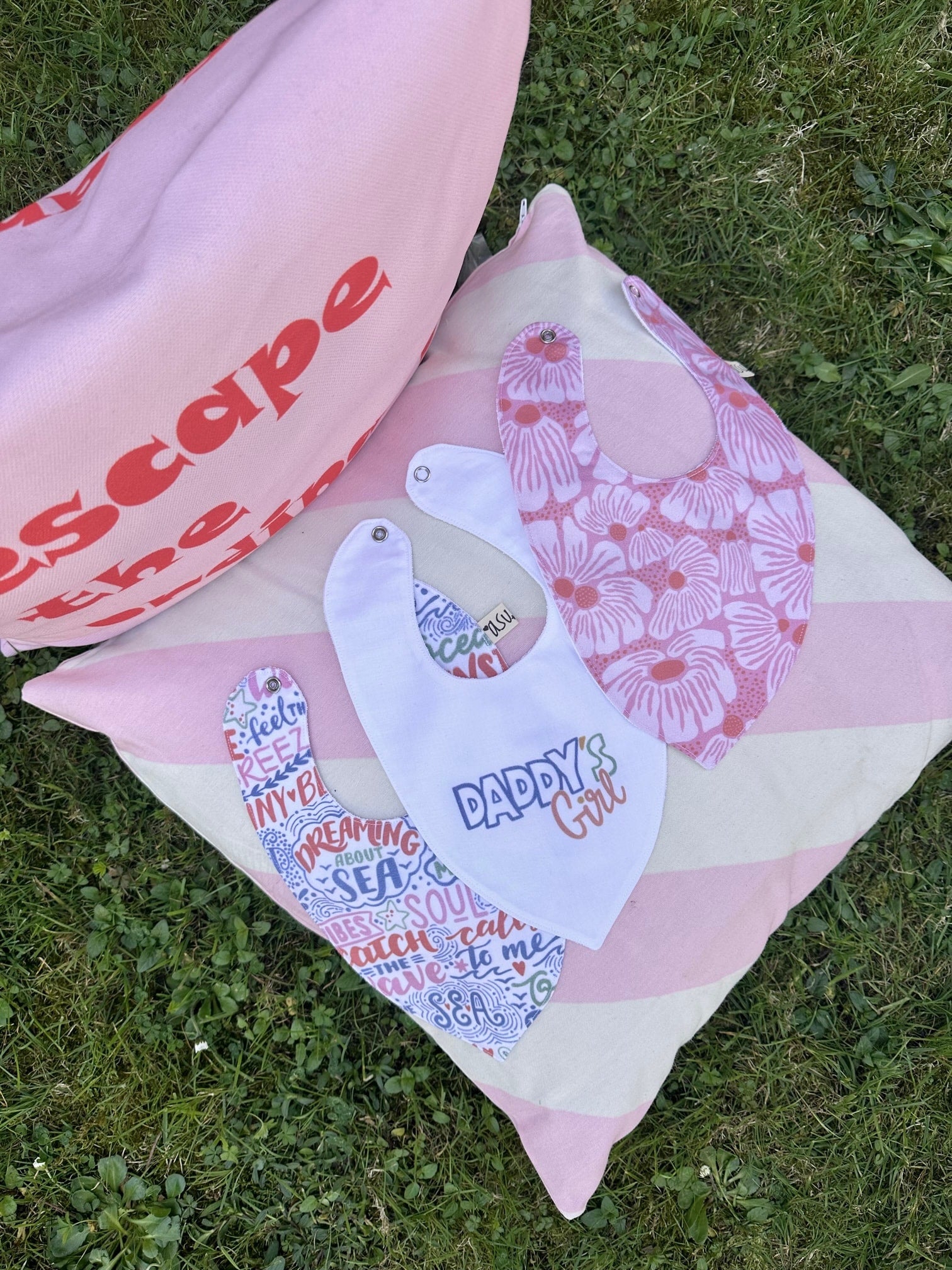 Asu Baby&Kids-Mix&Match 3'Lü Organik Pamuk Pink Daddy-Önlük-1-Milagron.com